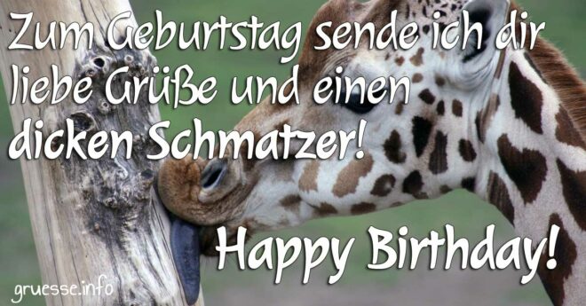 Zum Geburtstag sende ich dir liebe Grüße und einen dicken Schmatzer.