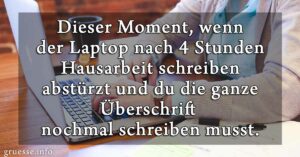 Dieser Moment, wenn der Laptop nach 4 Stunden Hausarbeit schreiben abstürzt und du die ganze Überschrift nochmal schreiben musst.